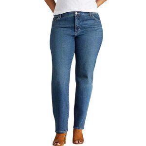 Lee Womens Straight Leg Relaxed Fit High Rise Blue Jeans Size 16 Short Casual